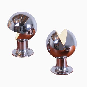 Chrome Eclisse Eyeball Kugel Table Lamps attributed to Hillebrand, 1960s, Set of 2