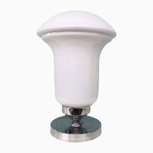 Italian Table Lamp in Glass and Steel, 1970s