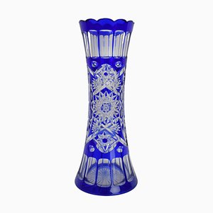 Lead Crystal in Cobalt Blue Vase by Caesar Crystal Bohemiae Co, 1980s