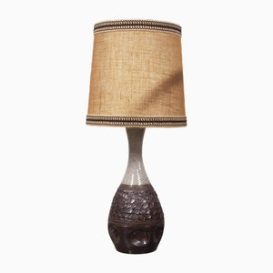 Vintage Textured Ceramic Lamp with Fabric Shade, 1960s