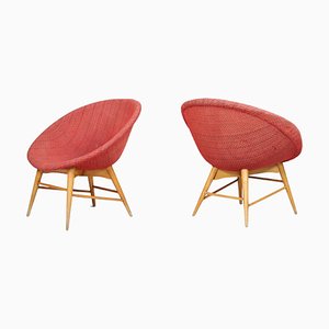 Basket Stühle aus Rotem Original Stoff von Miroslav Navratil, 1960er, 2er Set