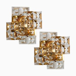 Crystal Gold-Plated Wall Sconce attributed to Kinkeldey, Germany, 1970s