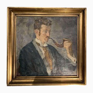 Swedish Artist, Man with a Pipe, Early 20th Century, Oil on Canvas