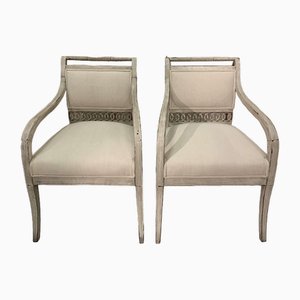 19th Century Swedish Open Armchairs with Fretwork Detail, Set of 2