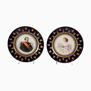 Napoleon III & Eugenie Porcelain Plates from Sevres, Set of 2