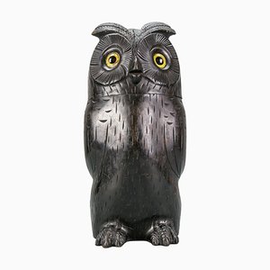 Boîte à Bibelots Forêt-Noire en Bois Sculpté en Forme de Hibou, 1920s