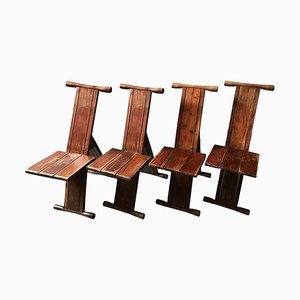 Mid-Century Modern Wooden Folding Chairs, 1950, Set of 4