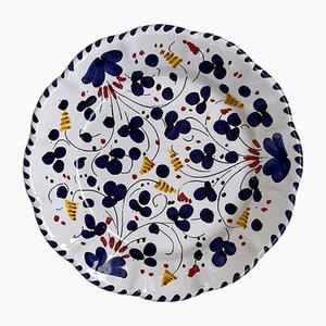 Deruta Plate with Blue Flowers from Popolo
