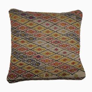 Housse de Coussin Cicim Kilim Carrée Brune Faite Main Turque