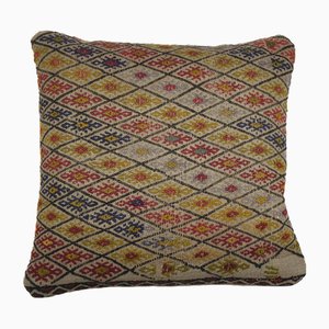 Turkish Handmade Square Brown Cicim Kilim Cushion Cover