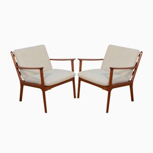 PJ112 Lounge Chairs by Ole Wanscher for Poul Jeppesens, 1960s, Set of 2