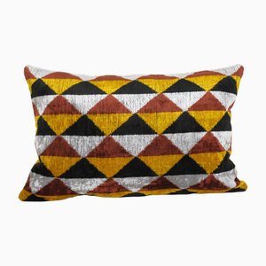 Housse de Coussin Lombaire Ikat Velours Coloré Triangle Turc