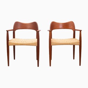 Model MK213 Carver Chairs by Arne Hovmand-Olsen for Mogens Kold, 1950s, Set of 2