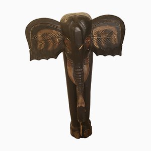 Mid-Century Carved Wood Elephant Sculpture
