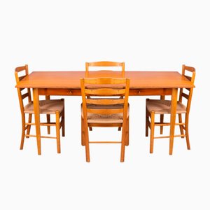 Swedish Table and Chairs from Nordiska Kompaniet, 1950s, Set of 5