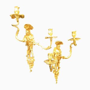 French Louis XV Style Wall Lights, 1890s, Set of 2