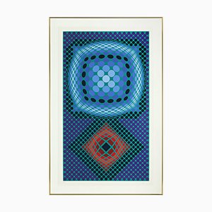 Victor Vasarely, MI-TA, 1982, Large Signed and Limited Op-Art Color Silkscreen