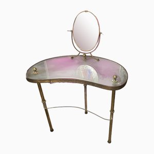 Vintage Vanity Dressing Table with Mirror in Bronze, 1950s