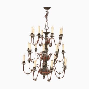 Large Chandelier in Wood and Iron, 1920s