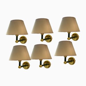 Olive Green Sconces in Brass, 1980s, Set of 4