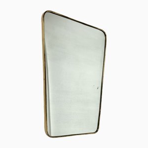 Italian Wall Mirror with Brass Frame in the style of Gio Ponti, 1950s