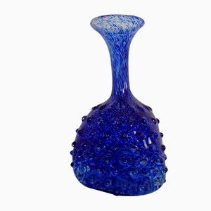 Italian Blue Bubble Glass Vase, 1960s