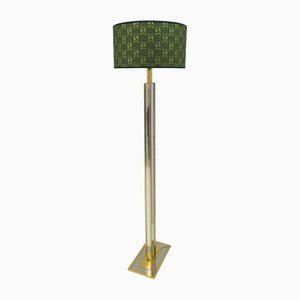 Lampe Style Romeo Rega Mid-Century en Laiton avec Tissu Gucci, 1970