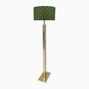 Mid-Century Modern Romeo Rega Style Lamp in Brass with Gucci Fabric, 1970