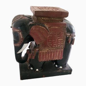 Mid Century Chinese Carved Wood Elephant, 1960s