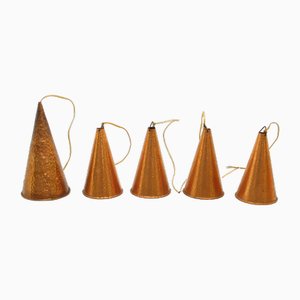 Lámparas colgantes Cone de ES Horn Aalestrup, 1970. Juego de 5