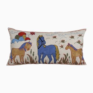 Uzbek Animal Pictorial Suzani Bed Cushion Cover