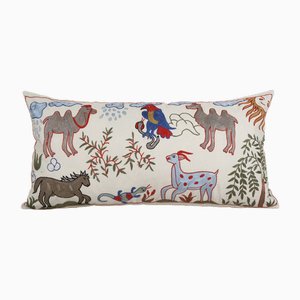 Uzbek Animal Pictorial Suzani Cushion Cover