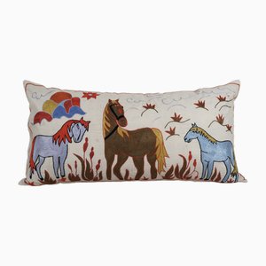 Vintage Animal Pictorial Suzani Cushion Cover