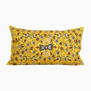 Vintage Floral Yellow Suzani Cushion Cover