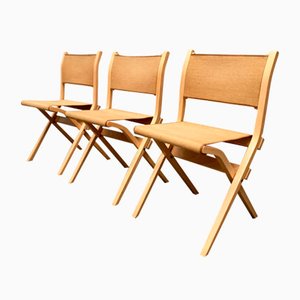 Vintage Italian Folding Chairs by Ilmari Tapiovaara for Olivo Italy, Set of 3