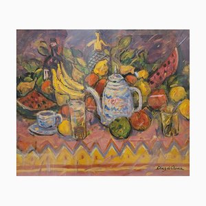 Roberto Díaz de Orosia, Bodegón con frutas, 1960, Olio su tela