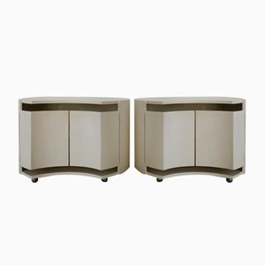Italian Bedside Tables in White Lacquered Wood by Simon Gavina, 1960s, Set of 2