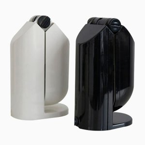 Italian Black and White Plastic Table Lamps, 1960s, Set of 2
