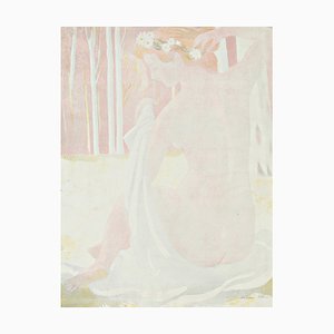 Maurice Denis, Nymphe couronne de Pasquerettes, 1899, Lithographie Couleur Originale Signée à la Main