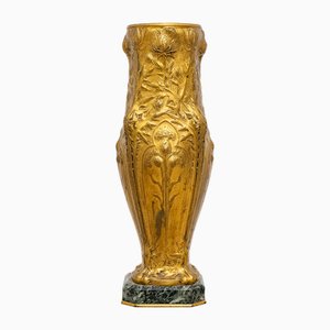 Art Nouveau Bronze Baluster Vase with Barbedienne Cast Iron