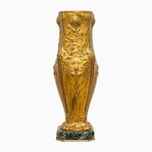 Balustervase aus Bronze im Jugendstil mit Barbedienne-Gusseisen