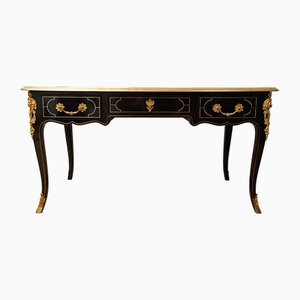 Napoleon III Style Flat Desk in Blackened Wood & Bronze from Maison Gouffé