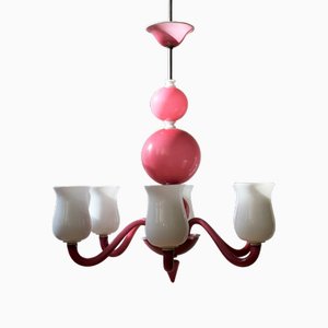 Große mundgeblasene Deckenlampe von Gio Ponti für Paolo Venini, 1950er