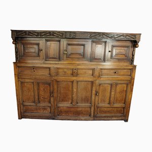 Large Antique Westmorland Oak Cupboard, 1711