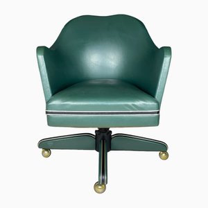 Mid-Century Swivel Green Office Chair attributed to Umberto Mascagni, Italy, 1950s