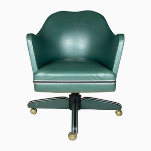 Silla de oficina giratoria Mid-Century verde atribuida a Umberto Mascagni, Italia, años 50