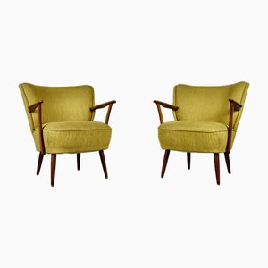Cocktail Armchairs in Yellow, 1950s, Set of 2