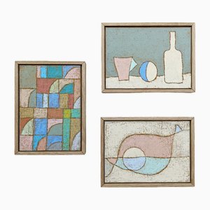 Lloyd Durling, Abstract Compositions, 2000s, Mixed Media on Panels, Framed, Set of 3