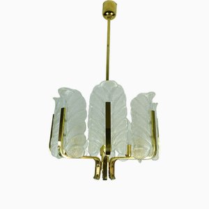 Mid-Century Hanging Lamp in Brass and Glass, 1970s