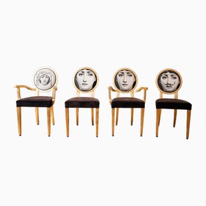 Dining Chairs by Piero Fornasetti, Italy, 1990s, Set of 4